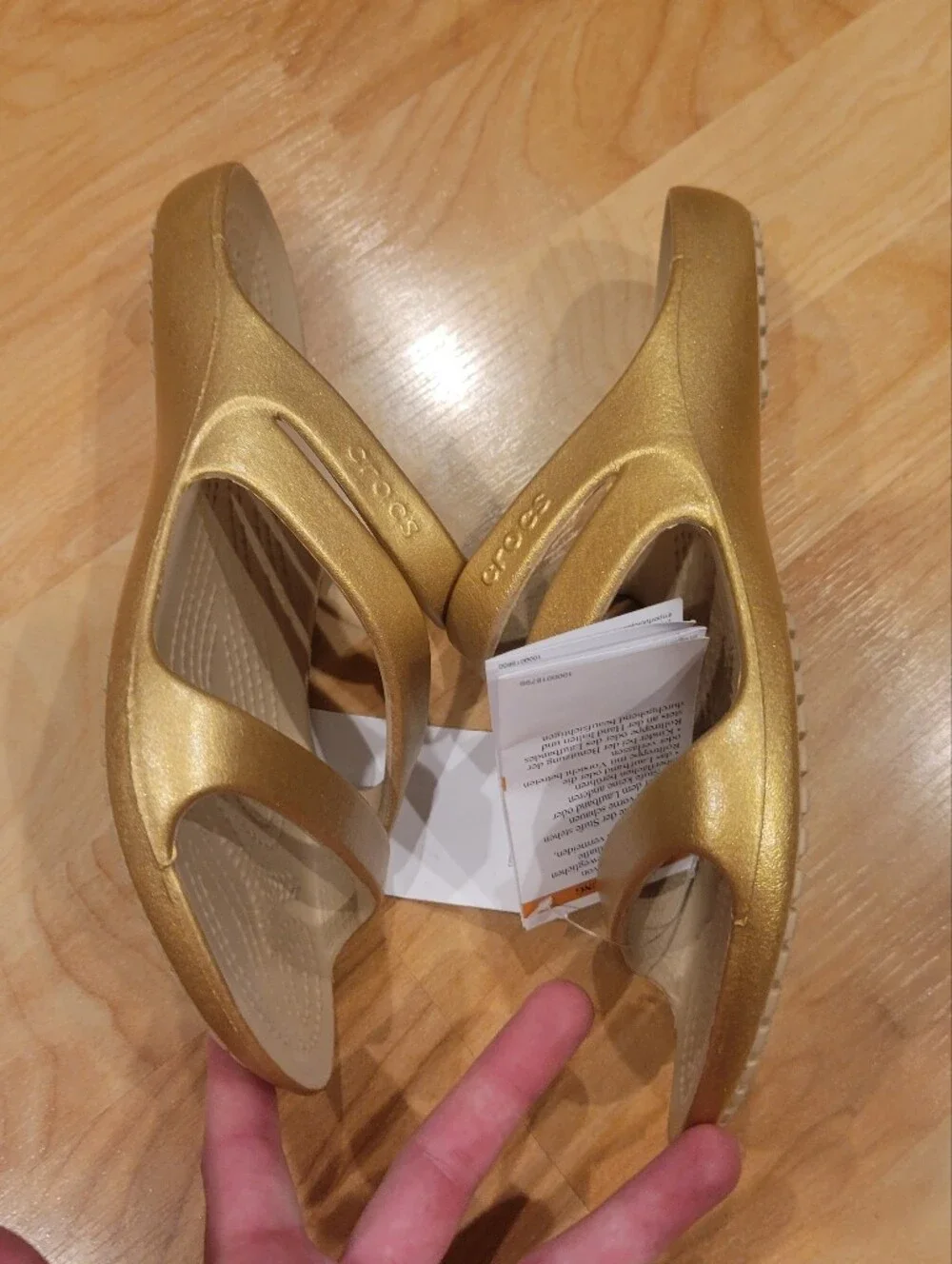 CROCS Kadee II Metallic Sandals Women's Gold Strappy Slide Sandals Size 7 New